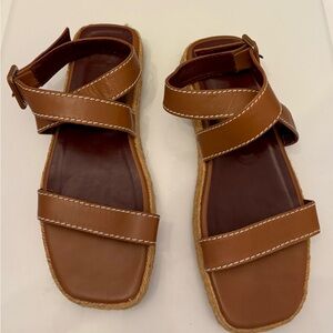 Brown Leather Staud Sandals